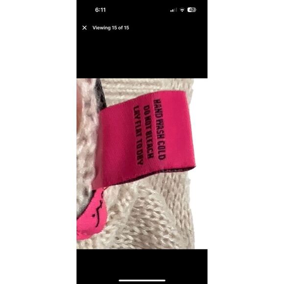 Betsey Johnson Sleeveless Knit Turtleneck Sweater Tunic Beige Women’s Size Large - Picture 15 of 15